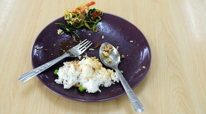half-eaten plate of food